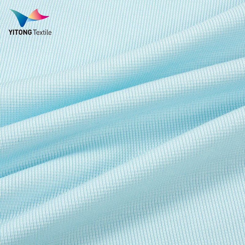 High Quality Polyester Rib Knit Fabric 76.8% Polyester 19.6% Lyocell 3.6% Spandex Fabric for t-shirt Sportswear