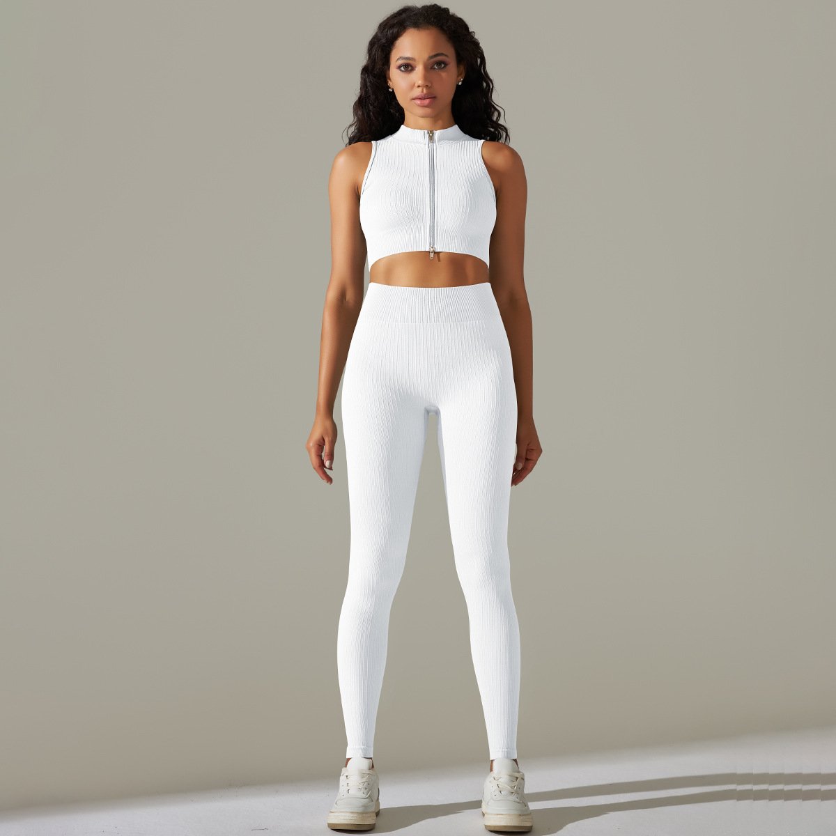 6PC Gym Fitness Sets Yoga Wear Suit Solid Color Scrunch Butt Workout Knitted Seamless Ribbed Yoga Set For Women