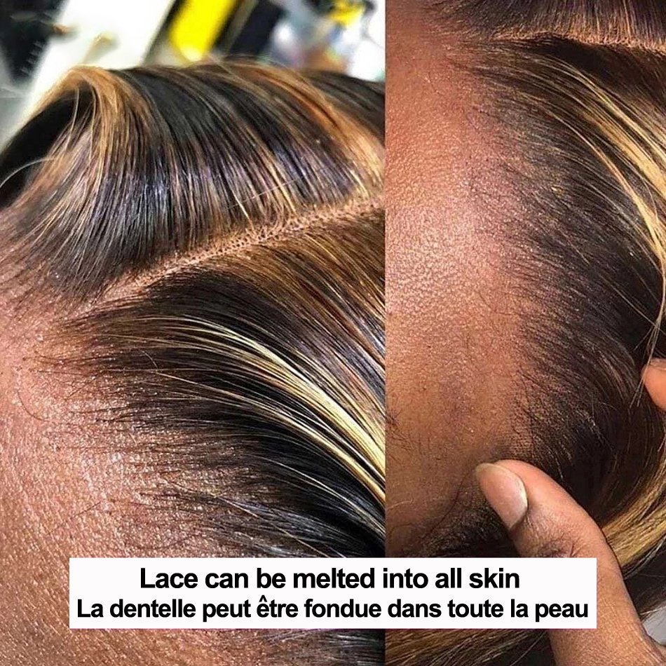 13x4 Honey Blonde Highlight Wig Bone Straight Brazilian Human Hair Virgin Glueless Ombre Piano Color Lace Wigs HD Lace Front Wig
