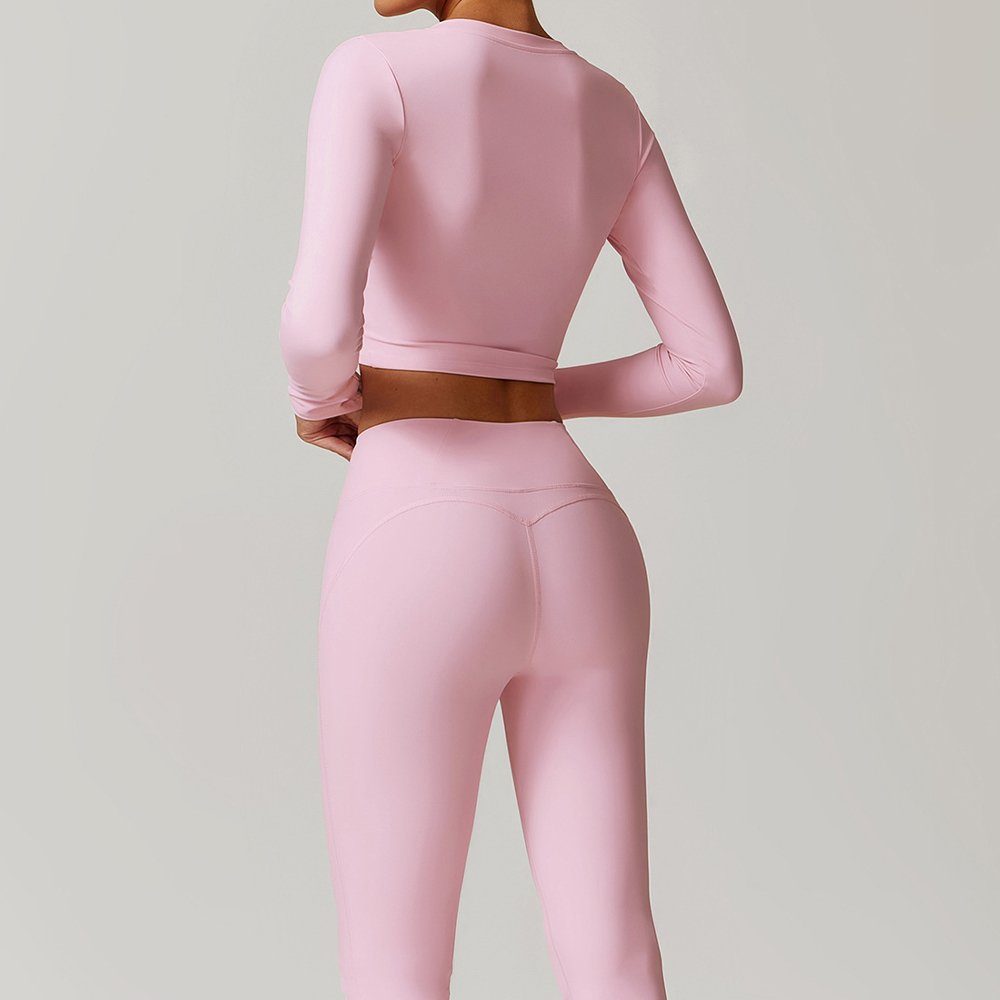 New Comfortable And Breathable Fashion Neckline With Chest Pads Rib Fit Yoga Suit Long Sleeve Women's Fitness Top