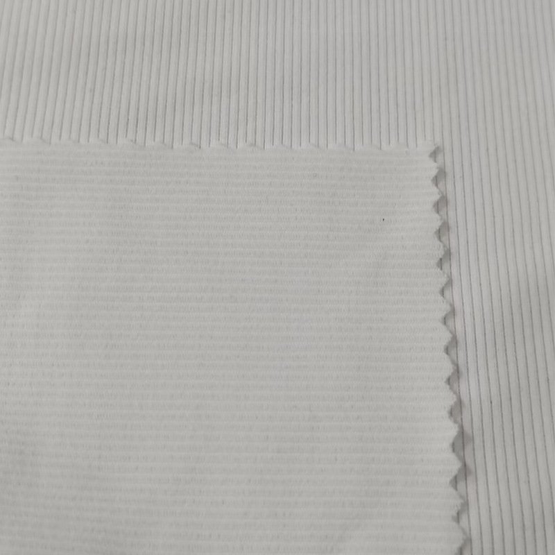 High quality wholesale 4 way stretch Recycled spandex nylon fabric ribbed strip knit fabric for sportswear gym bras and leggings