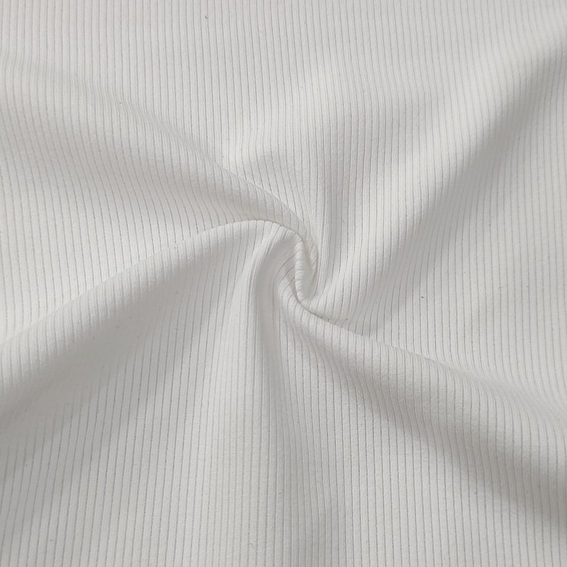 High quality wholesale 4 way stretch Recycled spandex nylon fabric ribbed strip knit fabric for sportswear gym bras and leggings