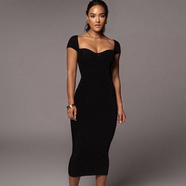 2022 Europe Women Sexy Pencil Long Dresses Off Shoulder New Fashion Solid Color Ribbed Pit Knit Lady Elastic Casual Dress