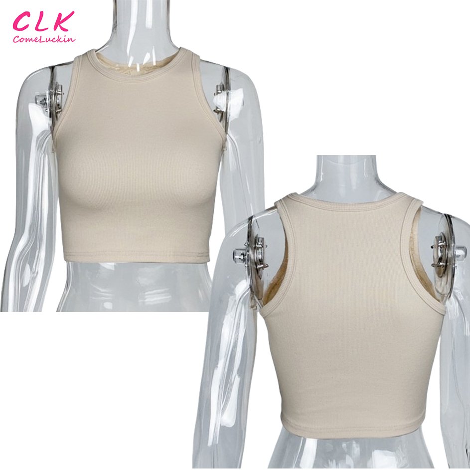Wholesale Custom Logo Fashion High Quality Ladies Blank White Black Basic Knitted Rib Crop Tank Top For Women