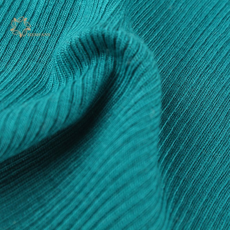 Custom Organic Fabric Knit Rib 70% Bamboo 30% Cotton 2x2 Rib Cuff Fabric