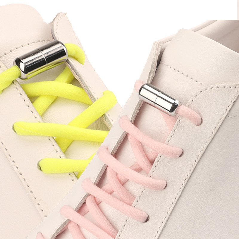 Jieli fashion metal lock elastic no tie crazy shoe laces for sneaker shoes