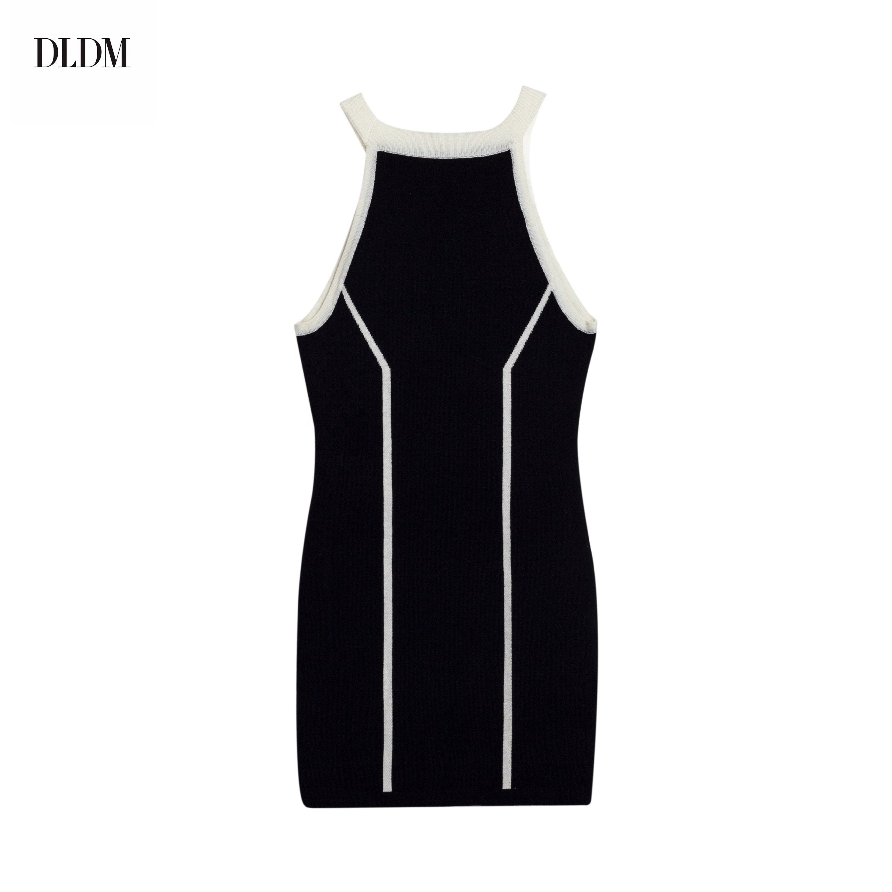 DLDM OEM&ODM Custom Mature Trending Bodycon Sling Straps Slim-Fit Hip Wrap Spaghetti Sleeveless Women Wool Knit Night Dress