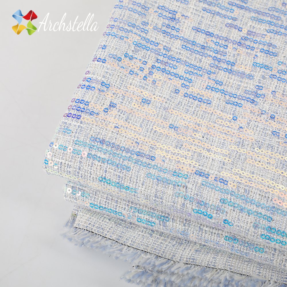 ARCHSTELLA women's dress Luxury Shiny sequins embroidered on Cotton linen fabric