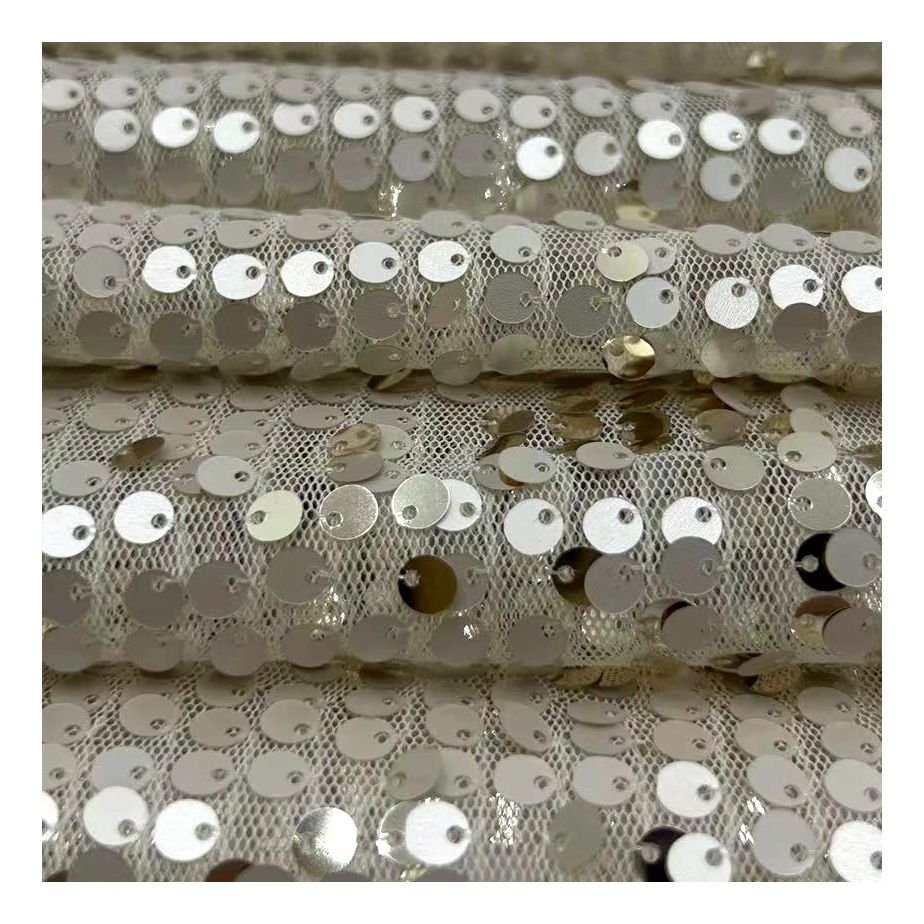 Top Fashion 5mm Sequin Embroidery Fabric Sequin Lace Fabric For Evening Dress