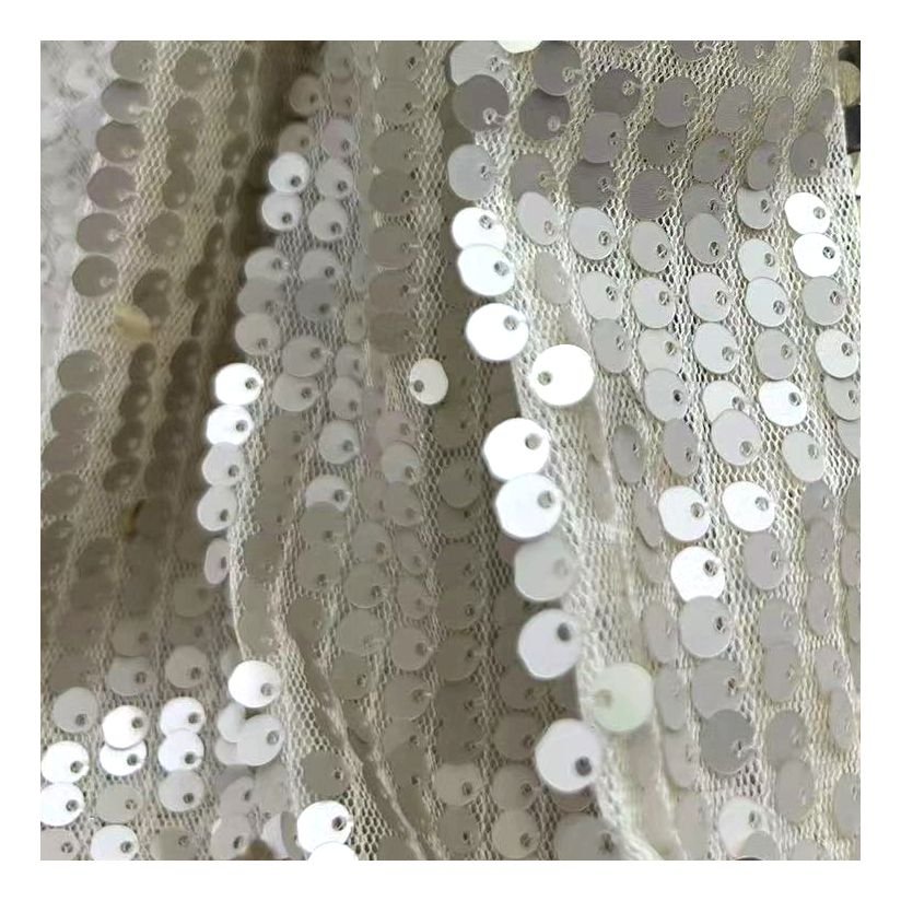 Top Fashion 5mm Sequin Embroidery Fabric Sequin Lace Fabric For Evening Dress