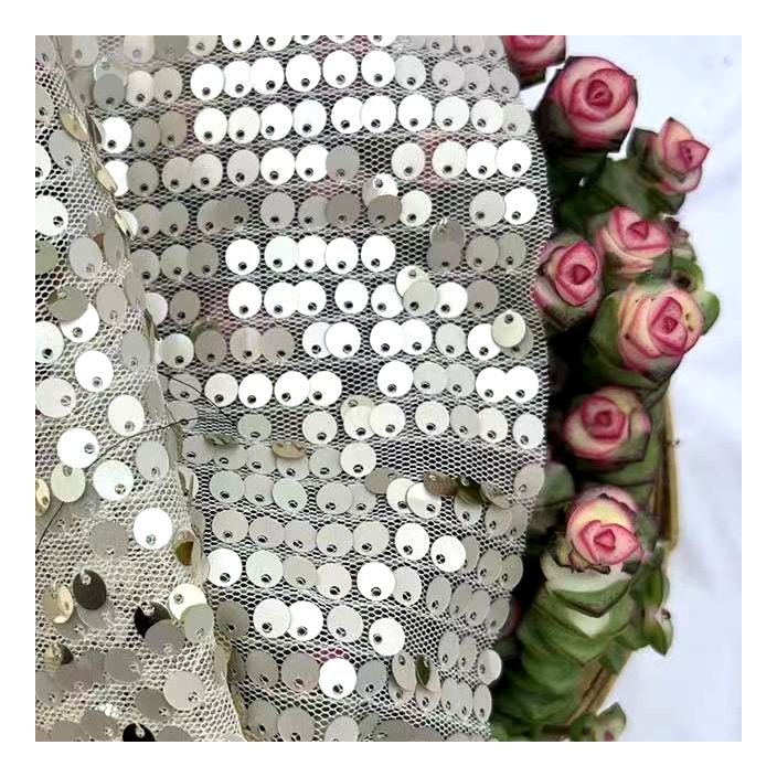 Top Fashion 5mm Sequin Embroidery Fabric Sequin Lace Fabric For Evening Dress