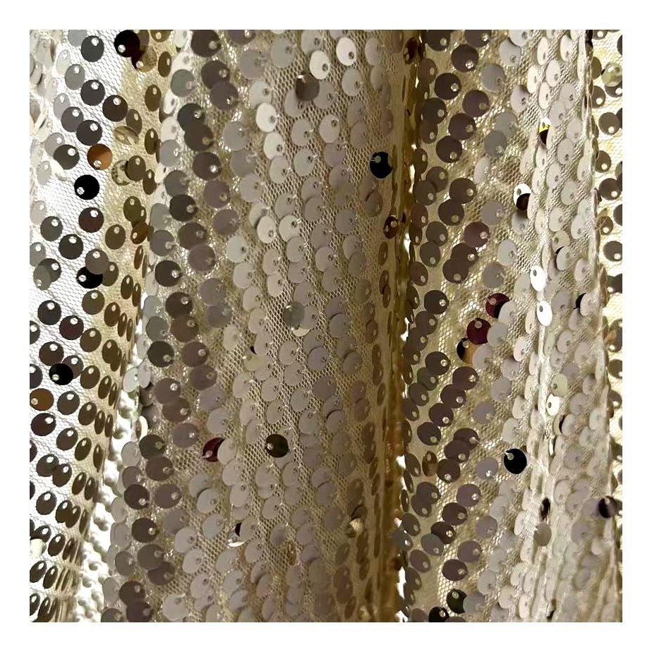 Top Fashion 5mm Sequin Embroidery Fabric Sequin Lace Fabric For Evening Dress