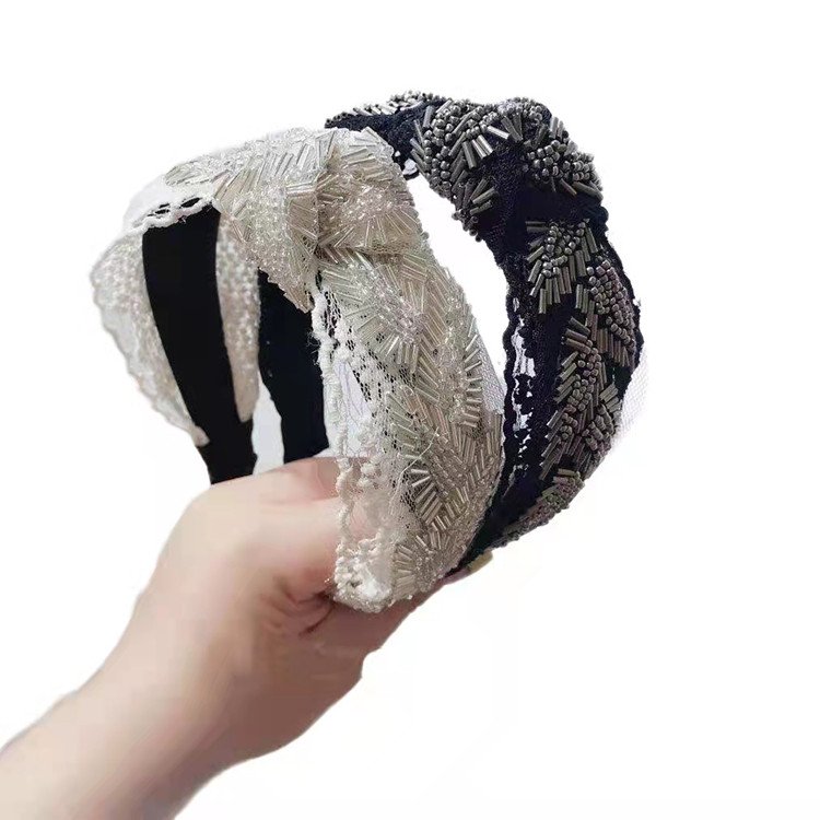 5cm Bridal handmade embroidery big leaf beaded lace trimmings for bridal wedding craft for diy garment