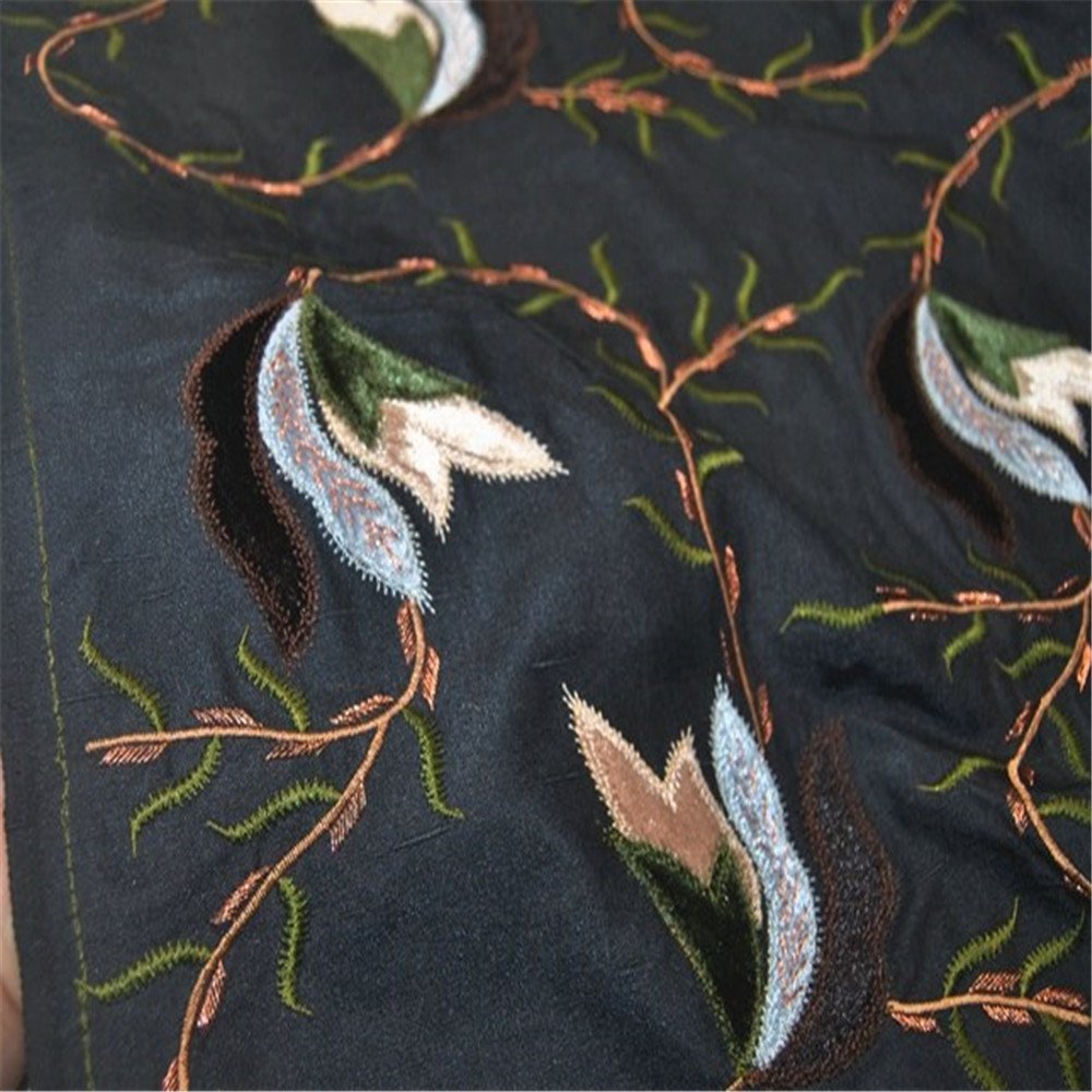 Newest Shiny Special Silk Dupioni Base Silk Embroidery Fabric for Lady Elegant Evening Dress
