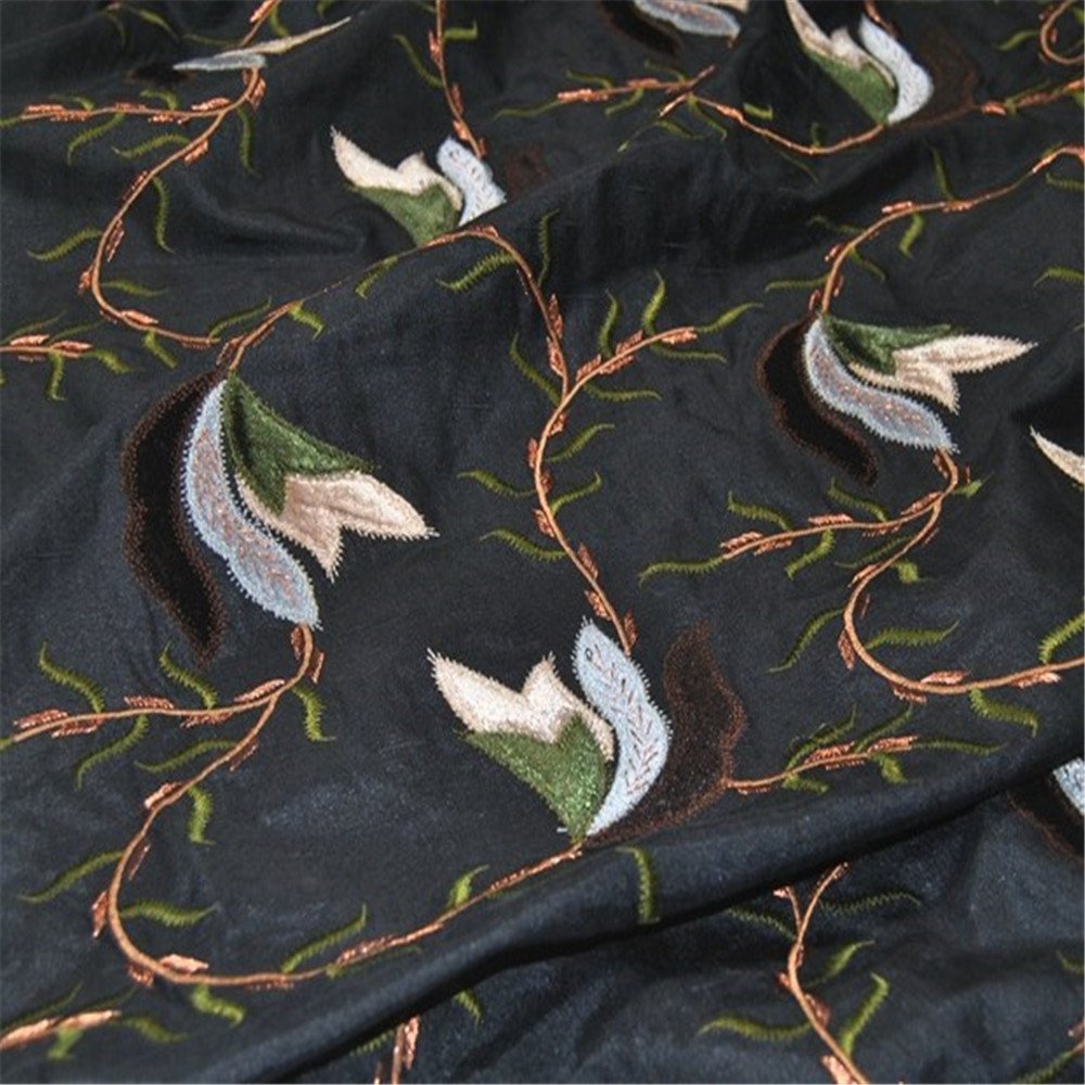 Newest Shiny Special Silk Dupioni Base Silk Embroidery Fabric for Lady Elegant Evening Dress