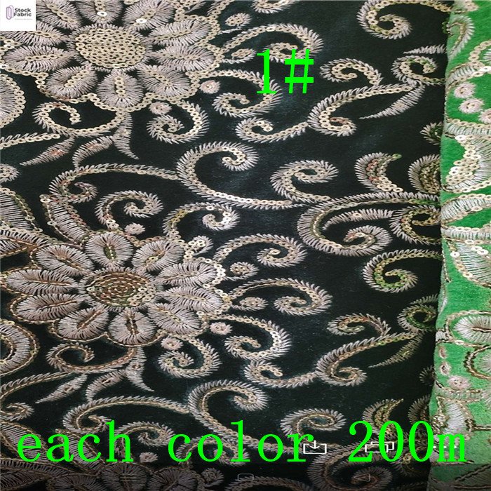 wholesale High quality hot selling velvet embroidery fabric sequin stock fabric for dress
