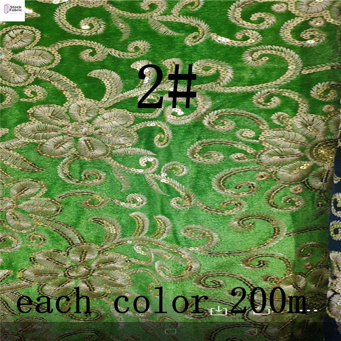 wholesale High quality hot selling velvet embroidery fabric sequin stock fabric for dress