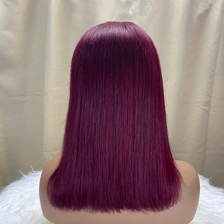 Foris 13x4 Transparent Lace Front Wigs Raw Virgin Hair 99J Bob Straight Wigs Brazilian Human Hair Wigs