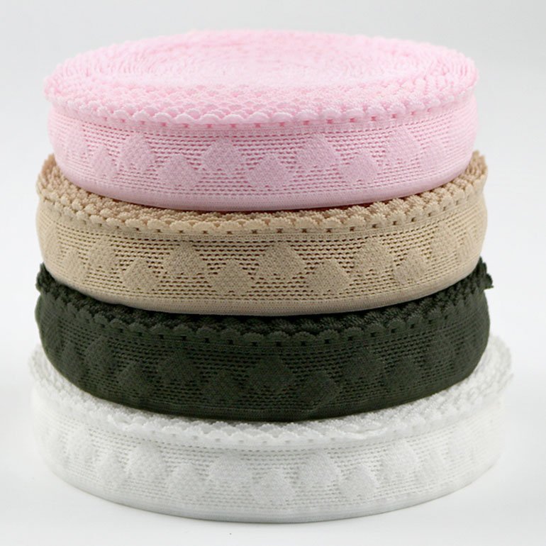 Wholesale garment underwear lace decor elastic webbing band knitted embroidered mesh webbing belt for clothes sewing