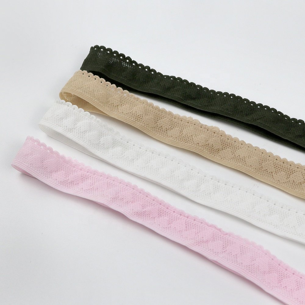 Wholesale garment underwear lace decor elastic webbing band knitted embroidered mesh webbing belt for clothes sewing