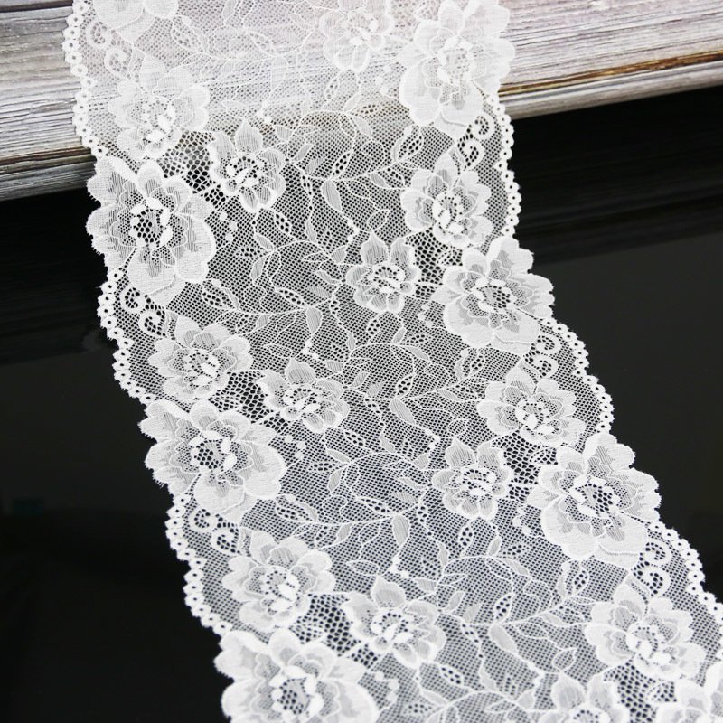 (3 Meters/lot) 21cm White Elastic Lace Fabric Hollow Underwear Stretch Laces Trim DIY Ribbons Wholesale
