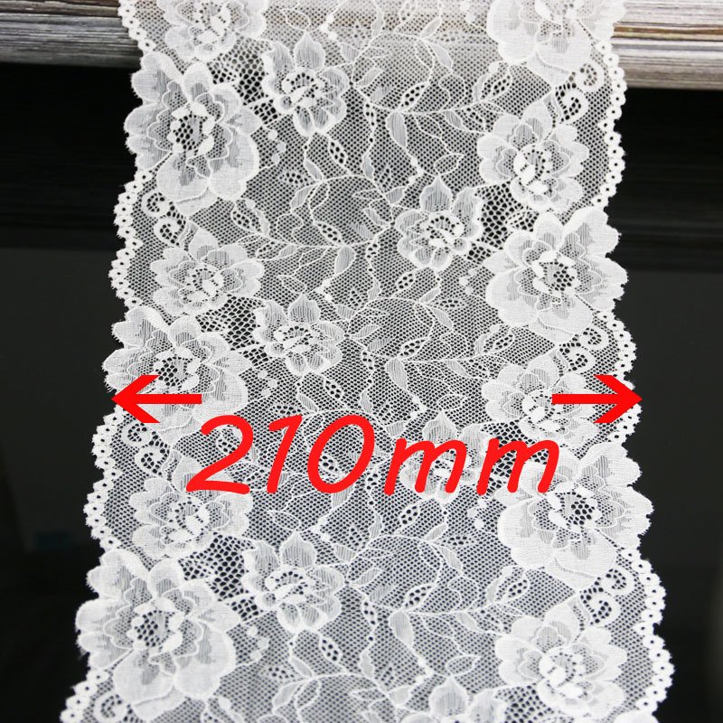 (3 Meters/lot) 21cm White Elastic Lace Fabric Hollow Underwear Stretch Laces Trim DIY Ribbons Wholesale