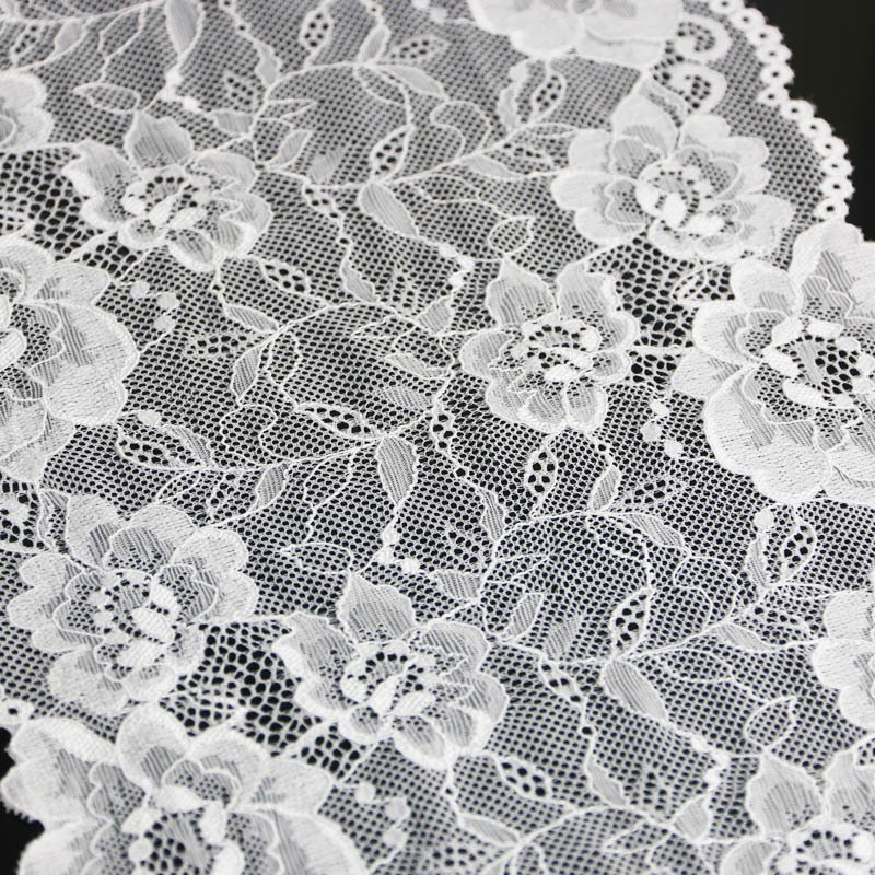 (3 Meters/lot) 21cm White Elastic Lace Fabric Hollow Underwear Stretch Laces Trim DIY Ribbons Wholesale