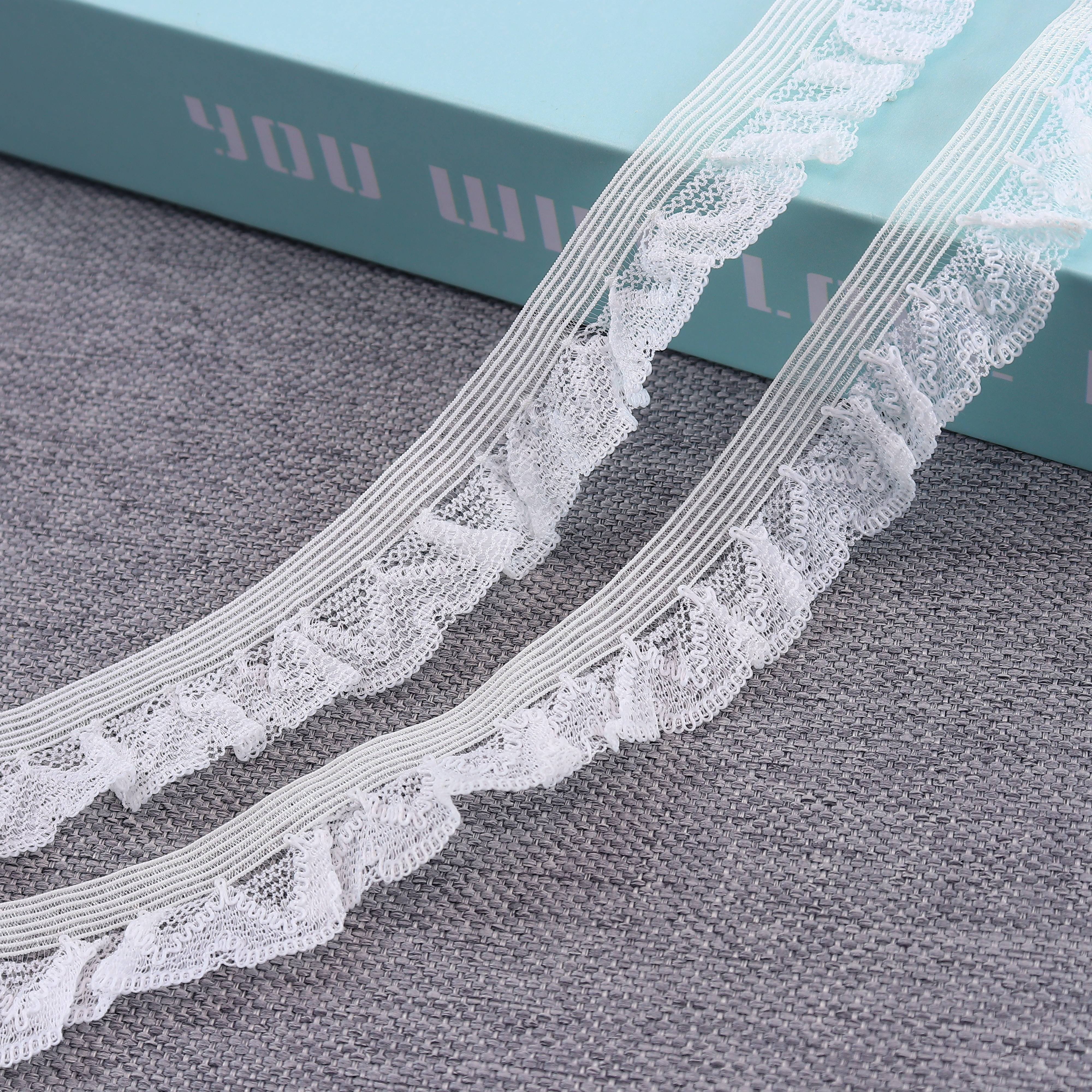 Manufacturers wholesale 2cm One-way mirror silk Muer lace transparent fish silk pleated elastic belt for clothing