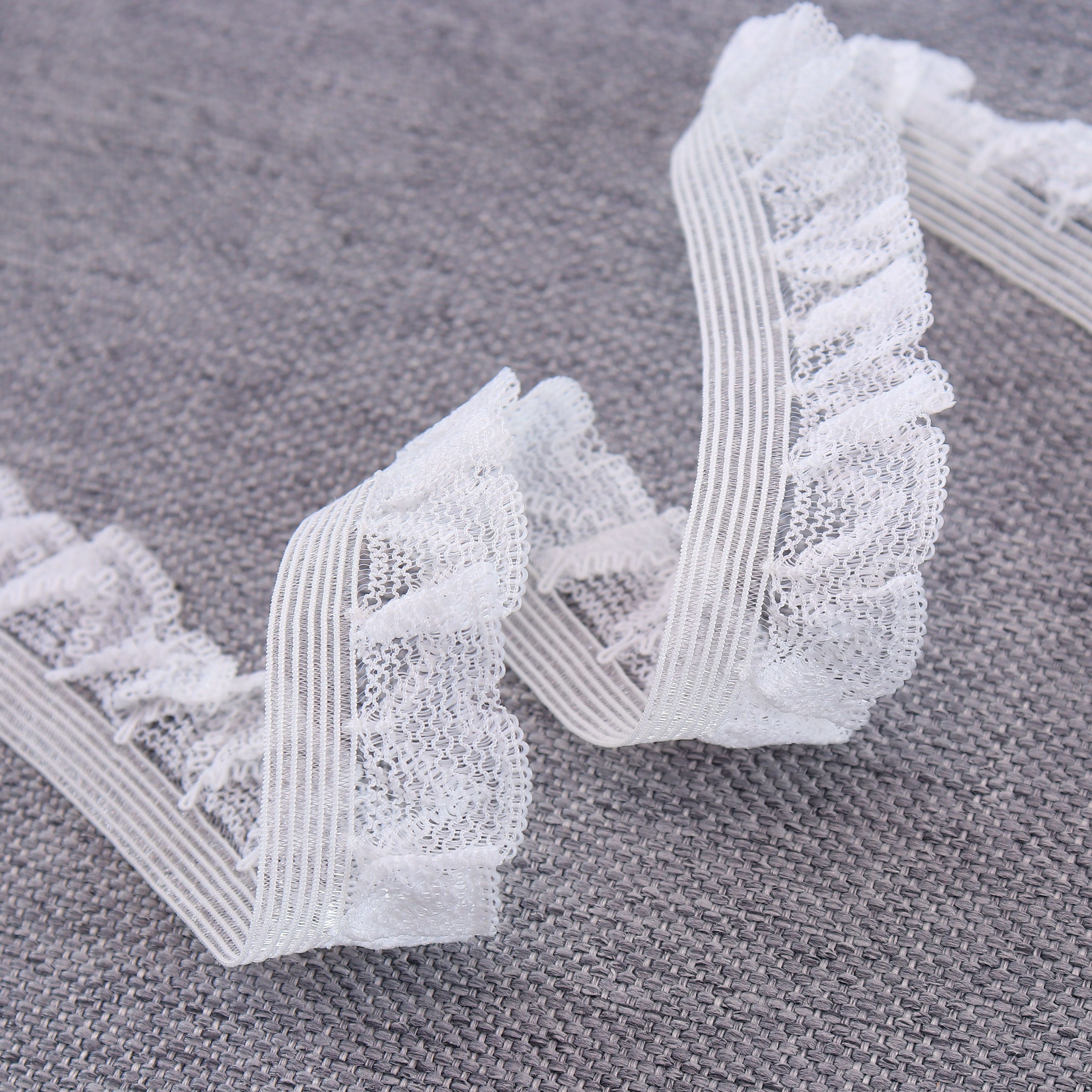 Manufacturers wholesale 2cm One-way mirror silk Muer lace transparent fish silk pleated elastic belt for clothing