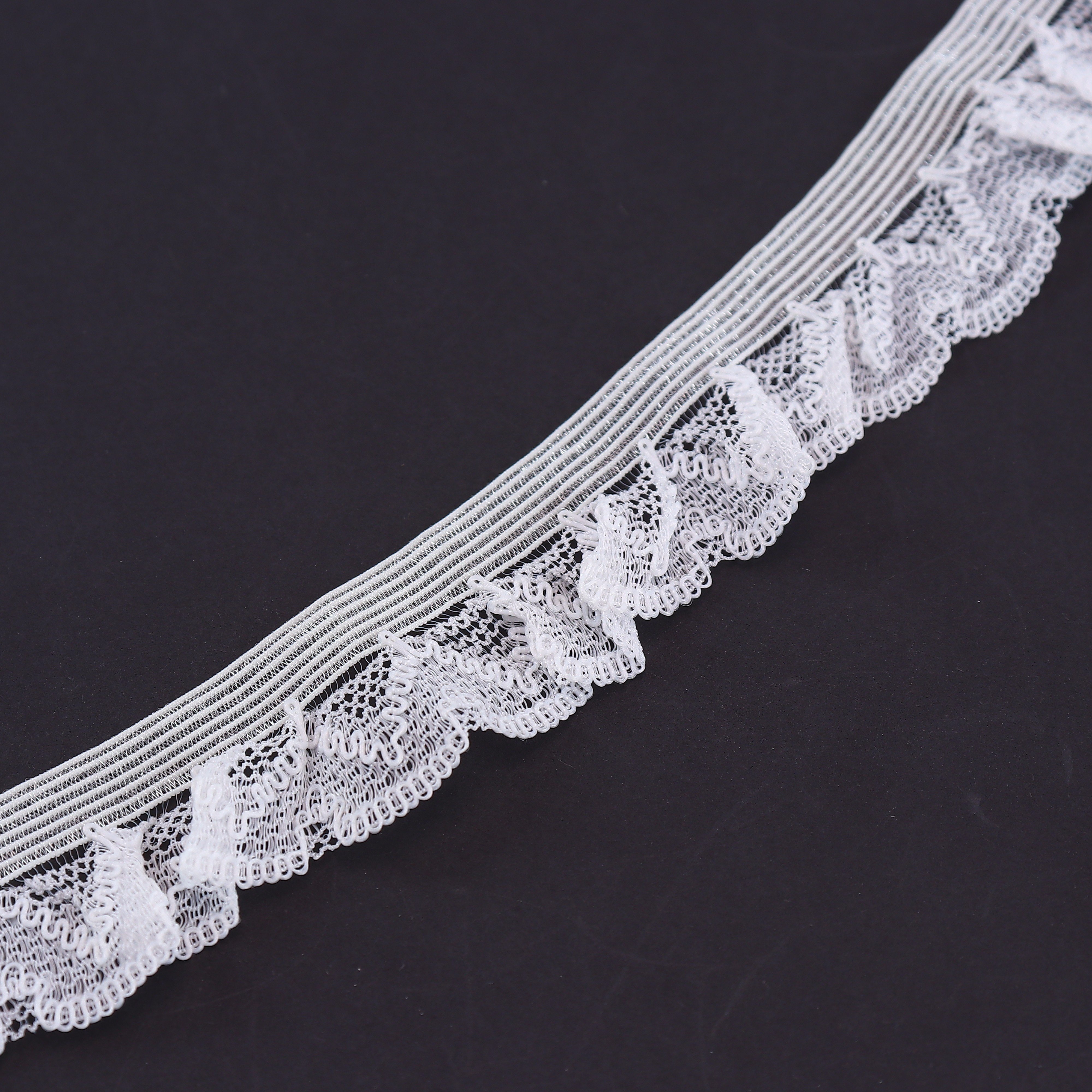 Manufacturers wholesale 2cm One-way mirror silk Muer lace transparent fish silk pleated elastic belt for clothing