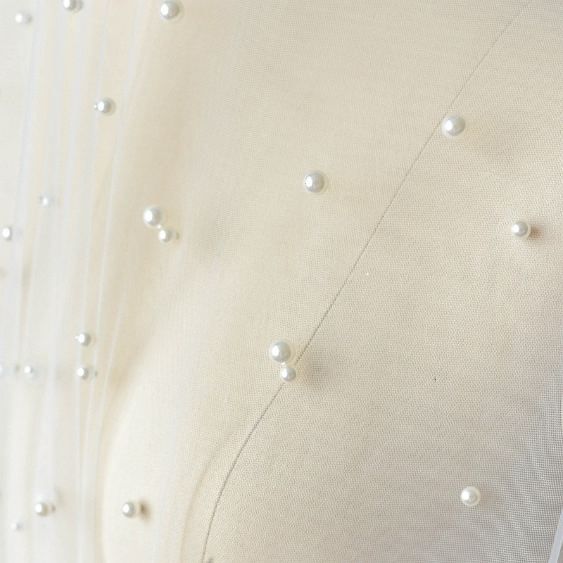 High Quality Handmade Pearl Beaded Lace Fabric Lightweight Mesh Tulle With Beads