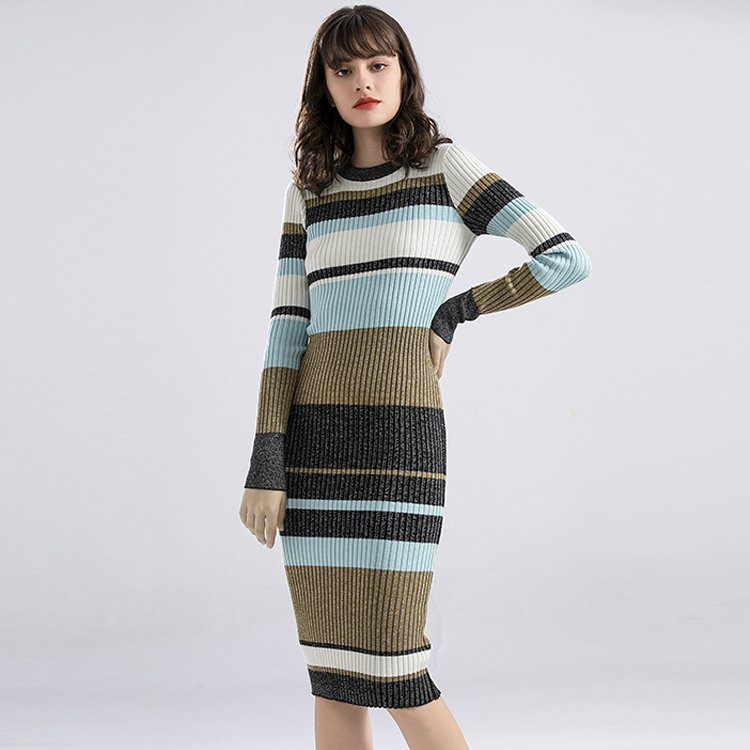2022 Spring woven rib knit dress long dresses