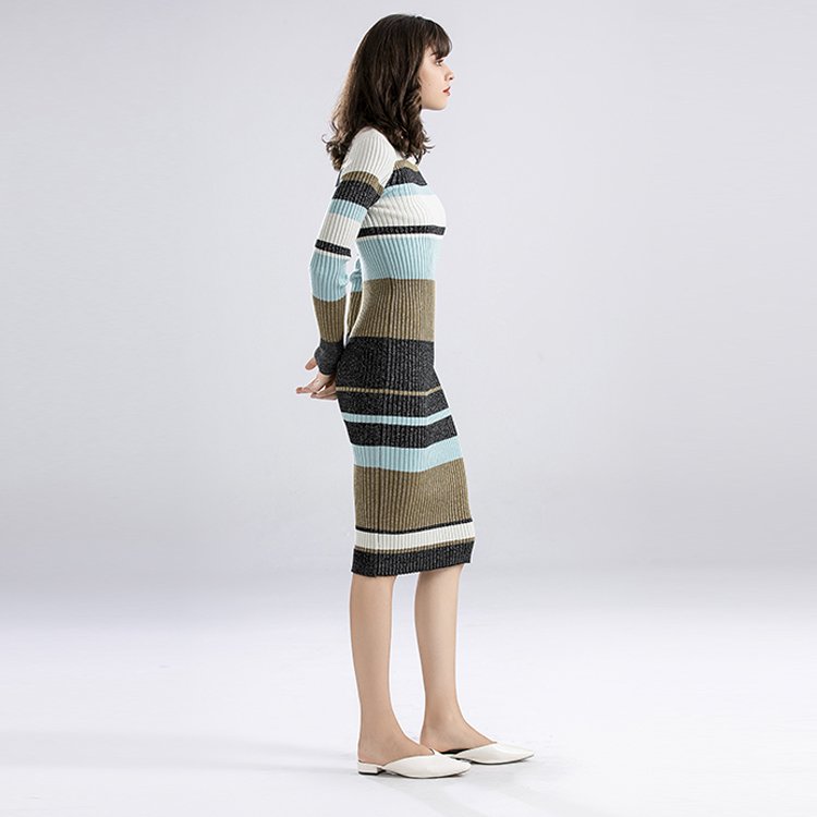 2022 Spring woven rib knit dress long dresses
