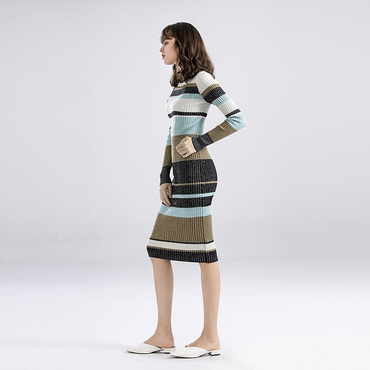 2022 Spring woven rib knit dress long dresses
