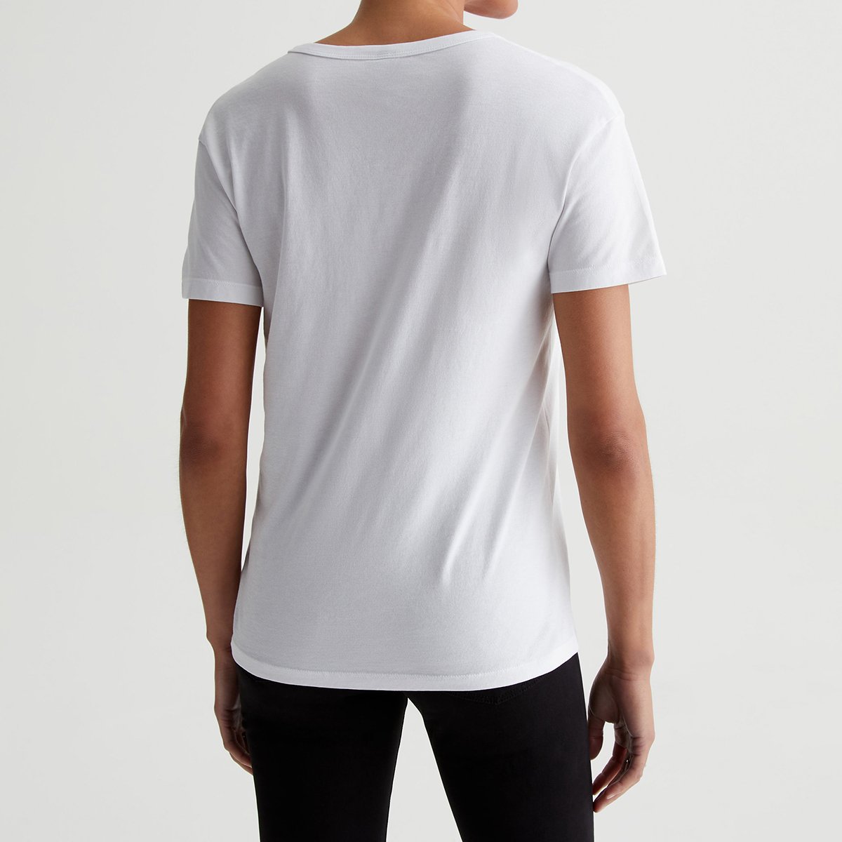 OEM/ODM Custom White Women's U-Neck Relaxed Fit Tee - Premium Knit, 100% Cotton, S&Z-Twist Yarns, Durable Comfort