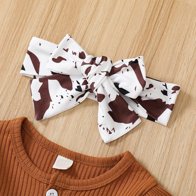 Organic cotton baby ruffled onesie set customize Ribbed clothes set baby girls infant outfit rib knit kids ribbed lounge set