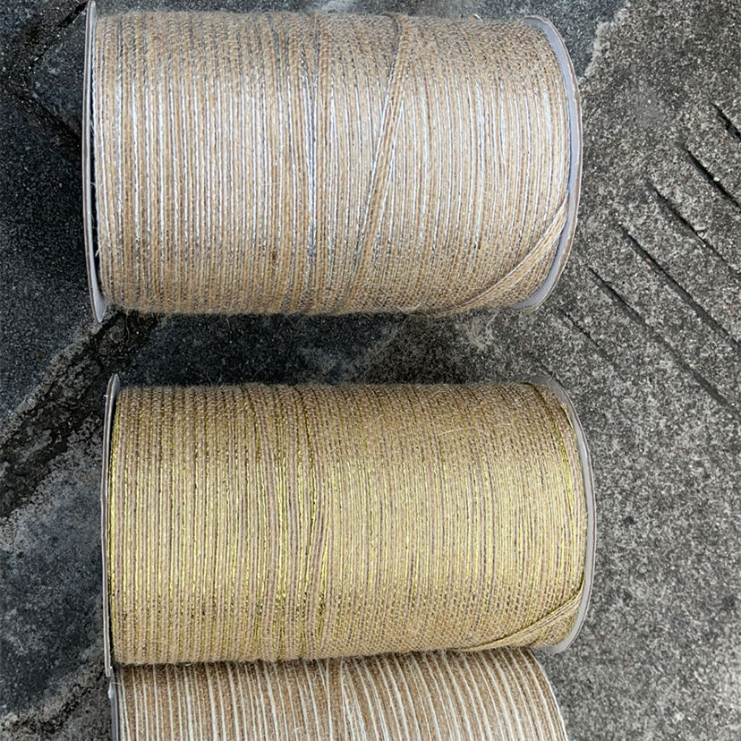 6mm Jute Burlap Rolls Hessian Ribbon with Lace Wedding Decoration Party DIY Crafts Christmas Packaging