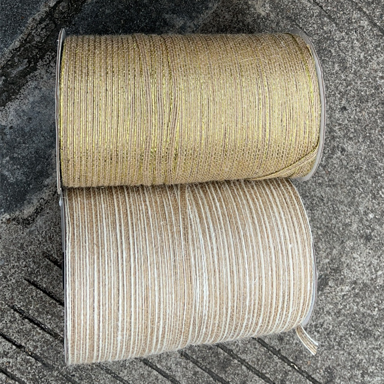 6mm Jute Burlap Rolls Hessian Ribbon with Lace Wedding Decoration Party DIY Crafts Christmas Packaging