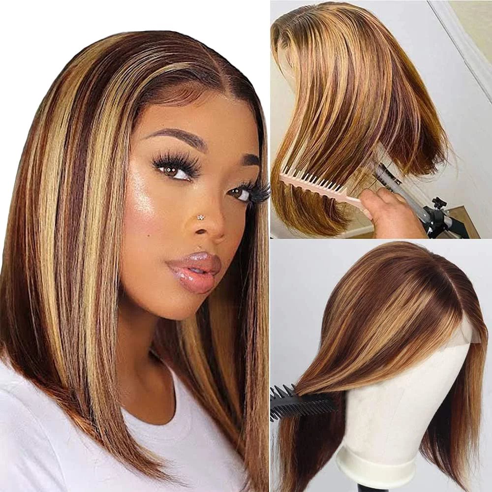 ZSF pre pluck 13x4 lace fronal TP lace bob wig for black women 100% human hair