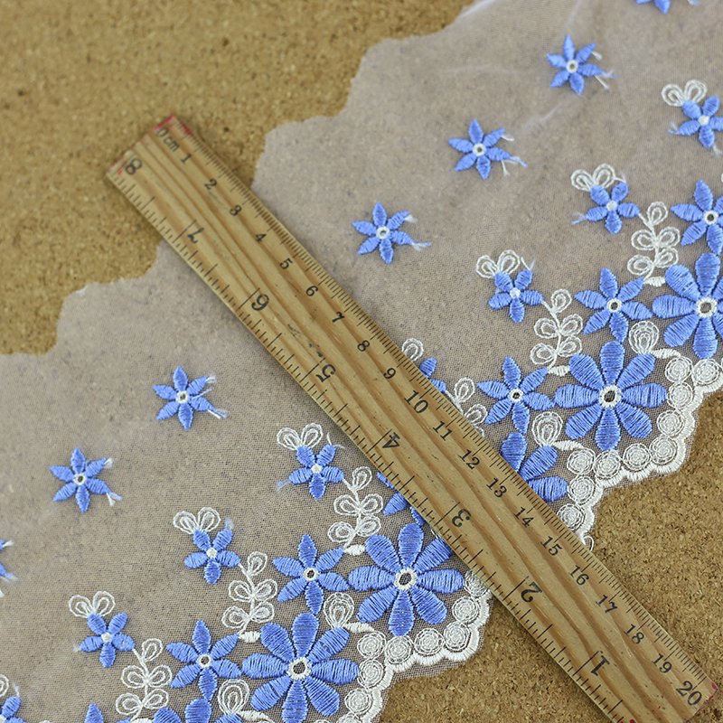 Colorful Flower Embroidery Lace Trimming Soft Mesh Tulle Lace Trim for girls clothing ladies dress lingerie underwear