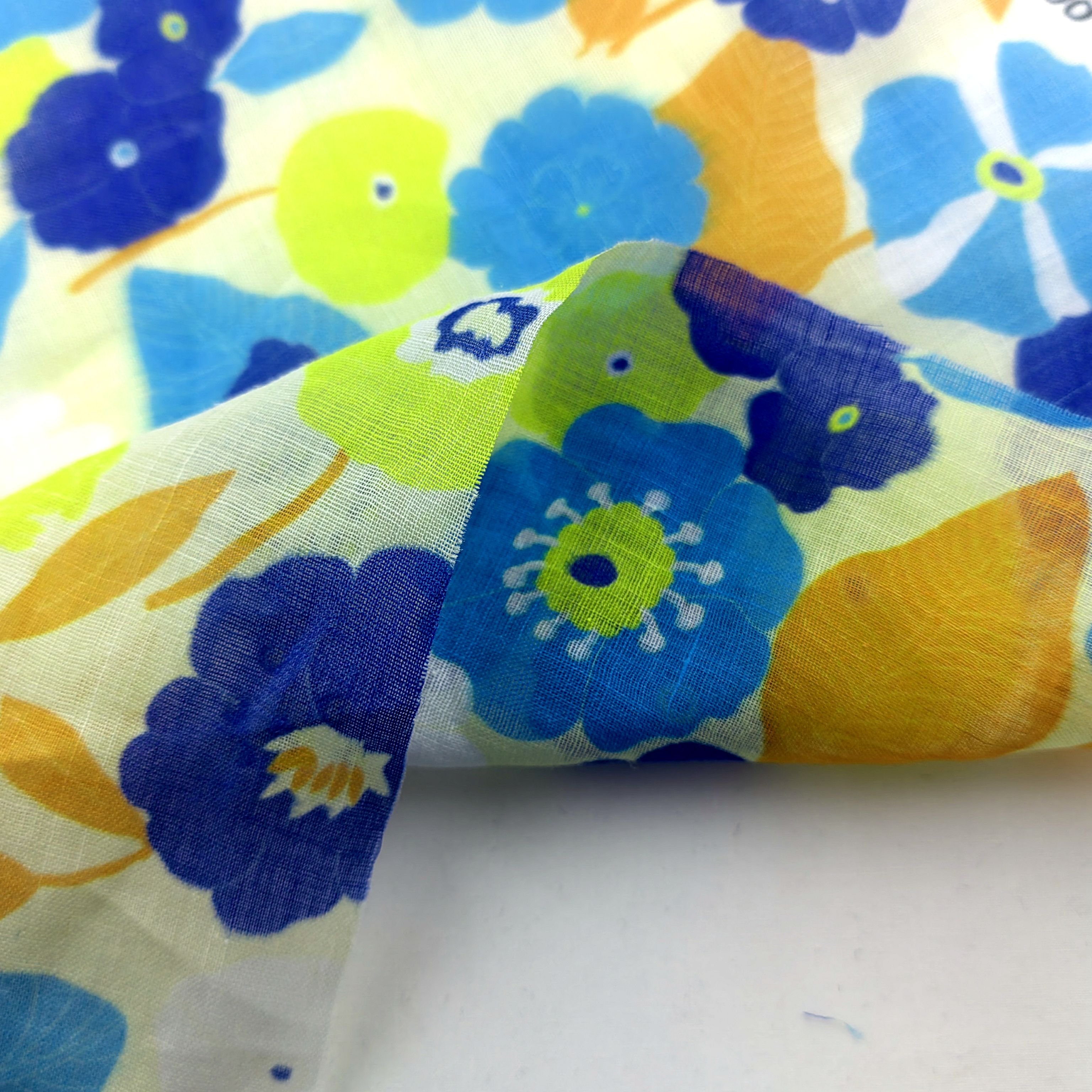 New Arrival Muti-colored Floral Printed Fabrics 100% pure linen Fabric For Garment