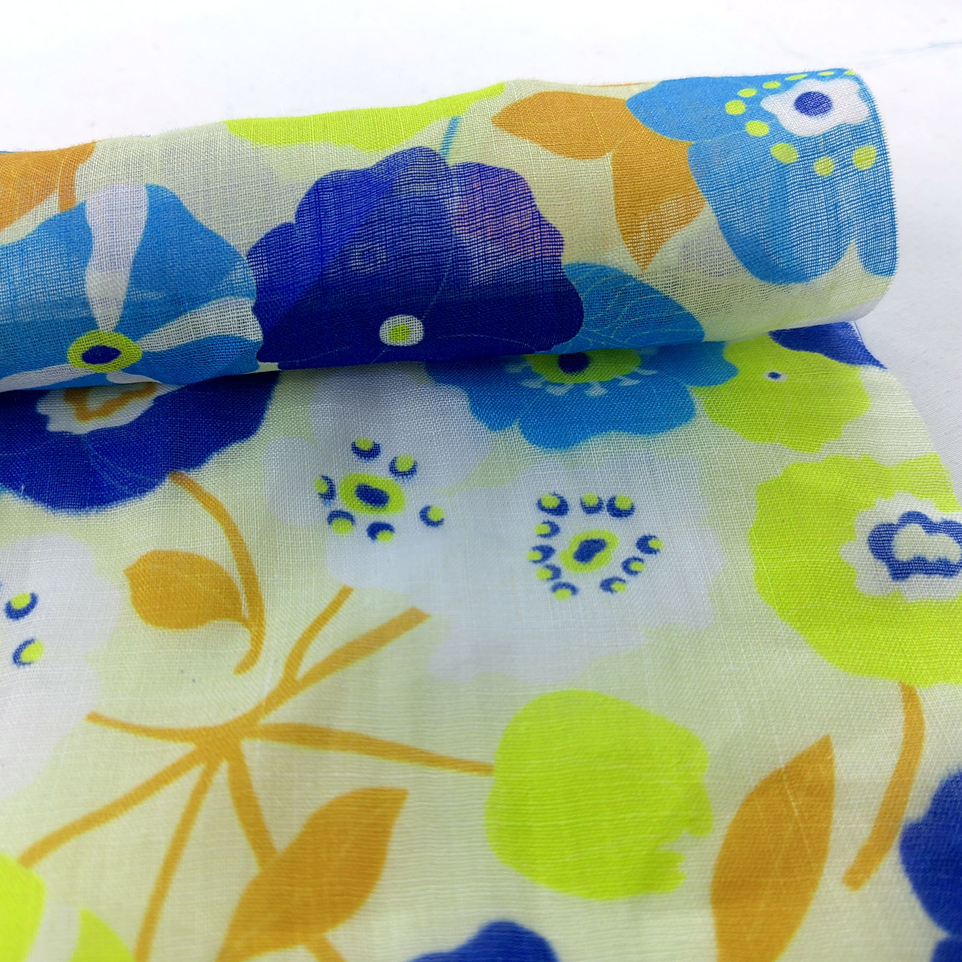 New Arrival Muti-colored Floral Printed Fabrics 100% pure linen Fabric For Garment
