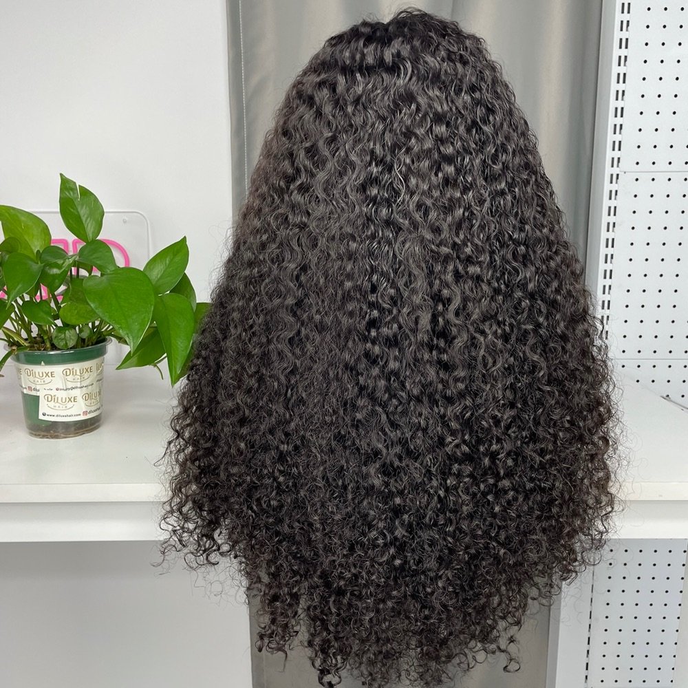 DiLuxe hair Hot Selling Virgin Human Hair HD Lace 13X4 FRONTAL Italian Wave Machine wigs FREE CUTICLE NO CHEMICAL WIG VENDOR