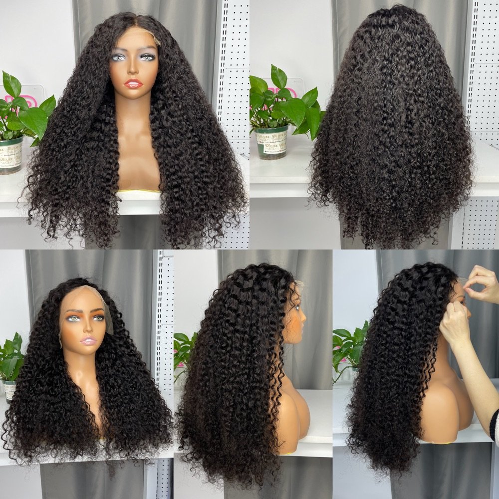 DiLuxe hair Hot Selling Virgin Human Hair HD Lace 13X4 FRONTAL Italian Wave Machine wigs FREE CUTICLE NO CHEMICAL WIG VENDOR