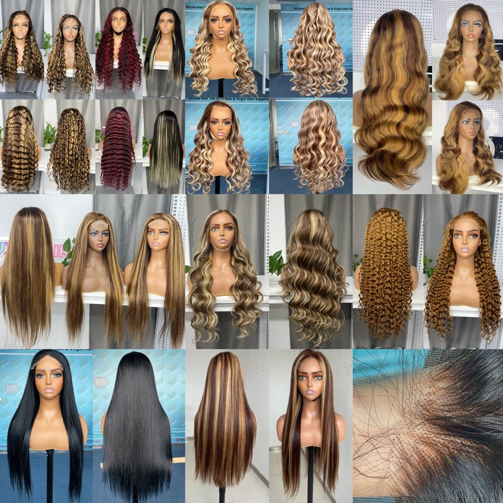 DiLuxe hair Hot Selling Virgin Human Hair HD Lace 13X4 FRONTAL Italian Wave Machine wigs FREE CUTICLE NO CHEMICAL WIG VENDOR
