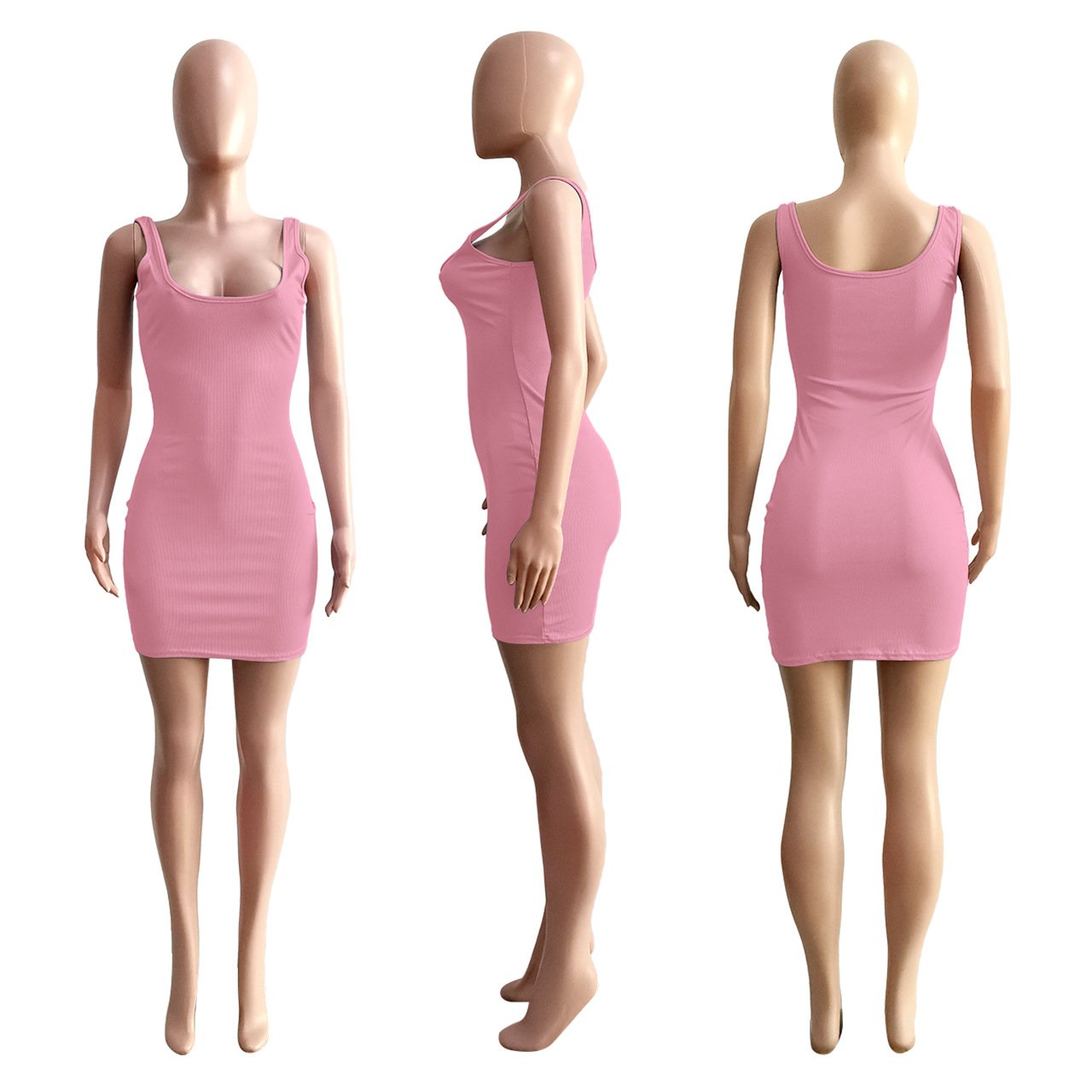 5 Colors Solid Sleeveless Rib Sundresses Women Summer 2022 Ribbed Tank Top Dress Bodycon Mini Dress Club