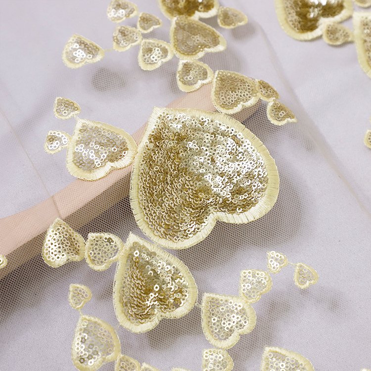 5 yards minimum order lace fabric fast delivery sweet heart sequined embroidery babydoll girls lace fabric