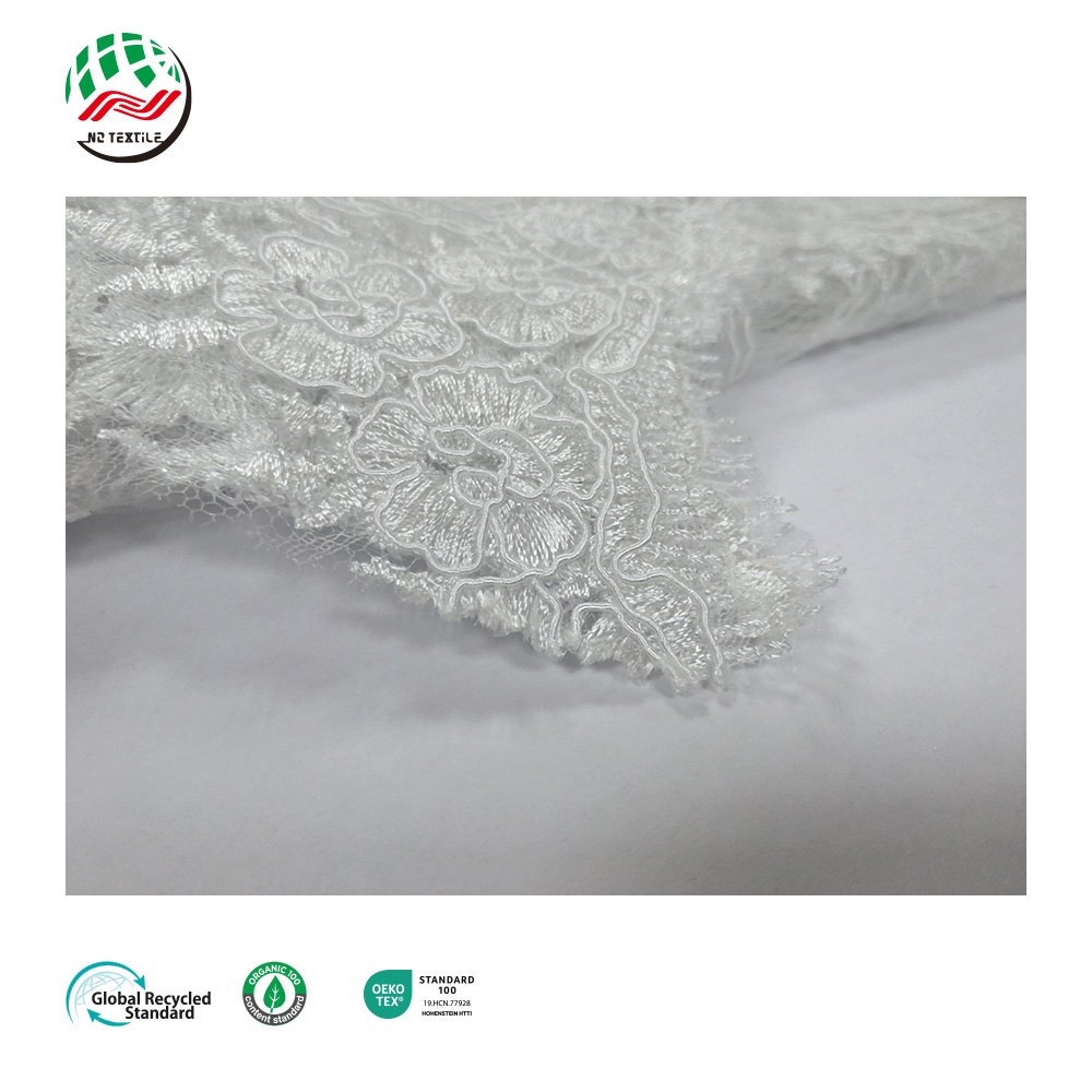 Guipure Embroidered French Mesh Fabric Lace Material Gliding Corded Lace Fabric for Nigerian Styles Wed Dress