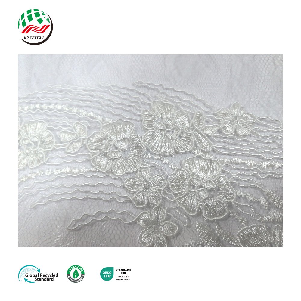 Guipure Embroidered French Mesh Fabric Lace Material Gliding Corded Lace Fabric for Nigerian Styles Wed Dress
