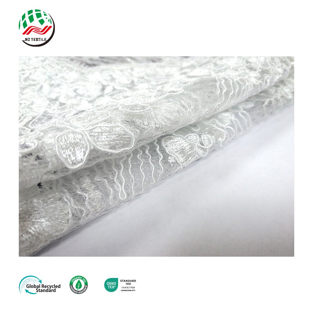 Guipure Embroidered French Mesh Fabric Lace Material Gliding Corded Lace Fabric for Nigerian Styles Wed Dress